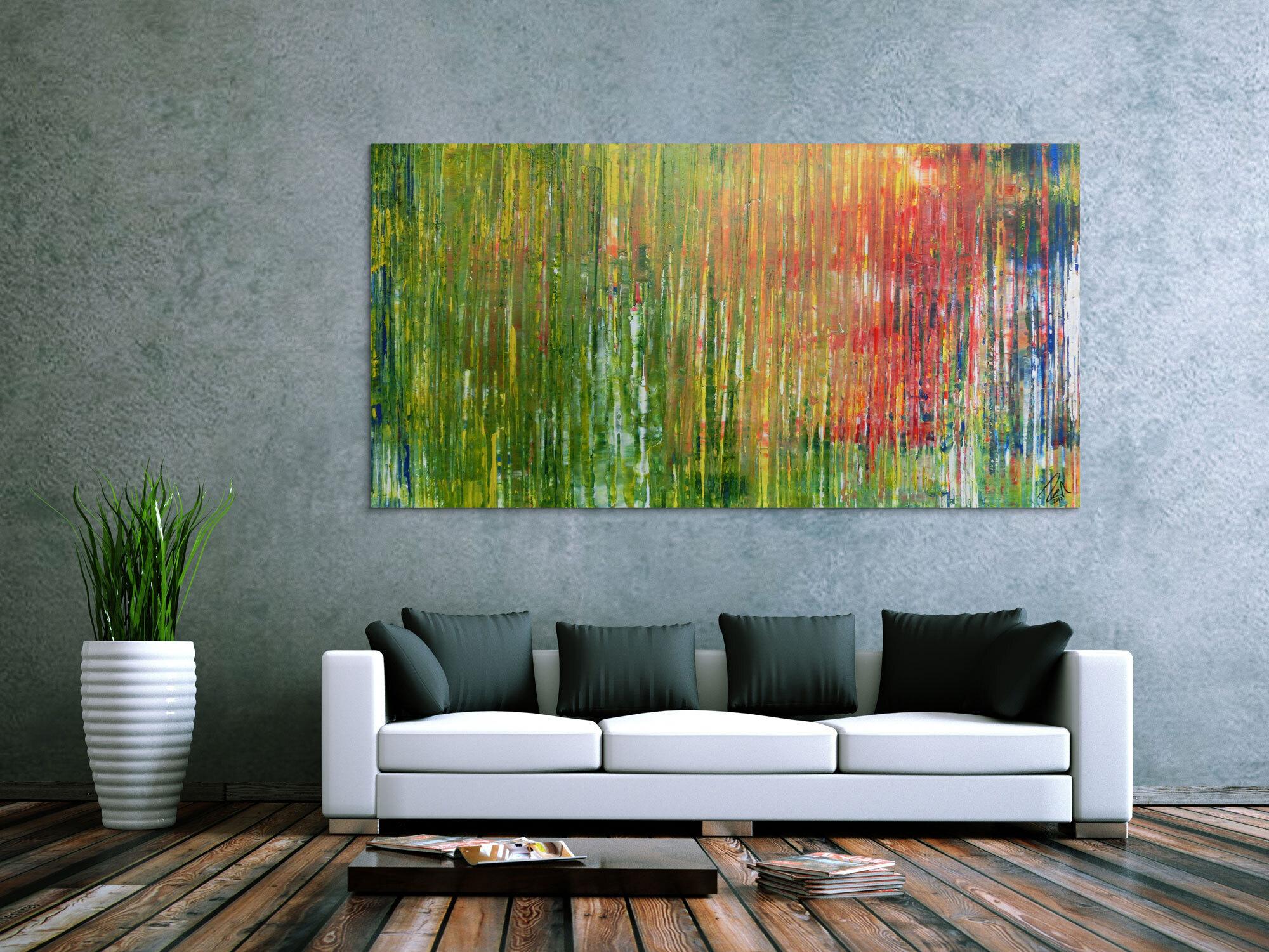 Abstraktes Acrylbild bunt Spachteltechnik modern viele Farben