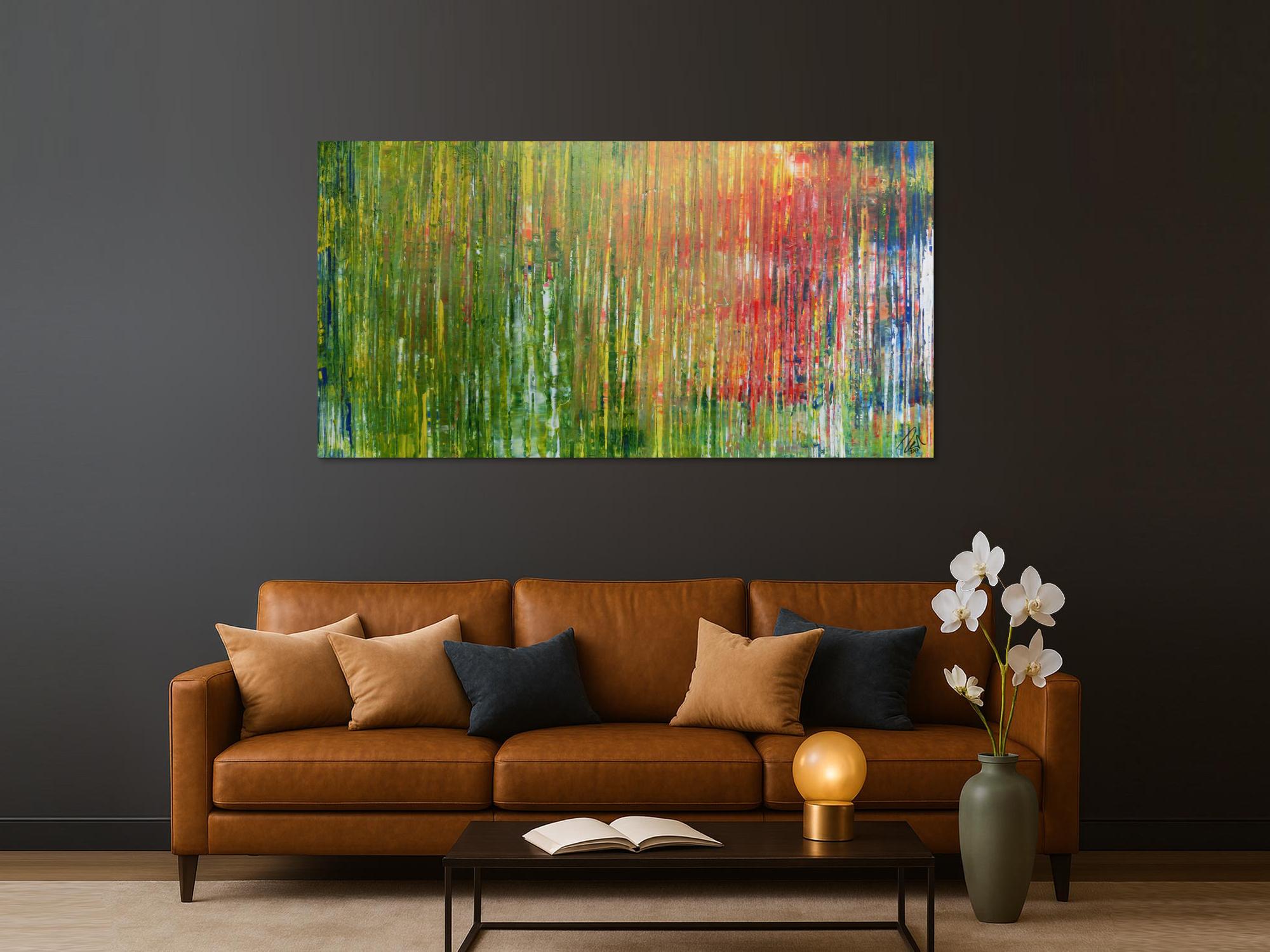 Abstraktes Acrylbild bunt Spachteltechnik modern viele Farben