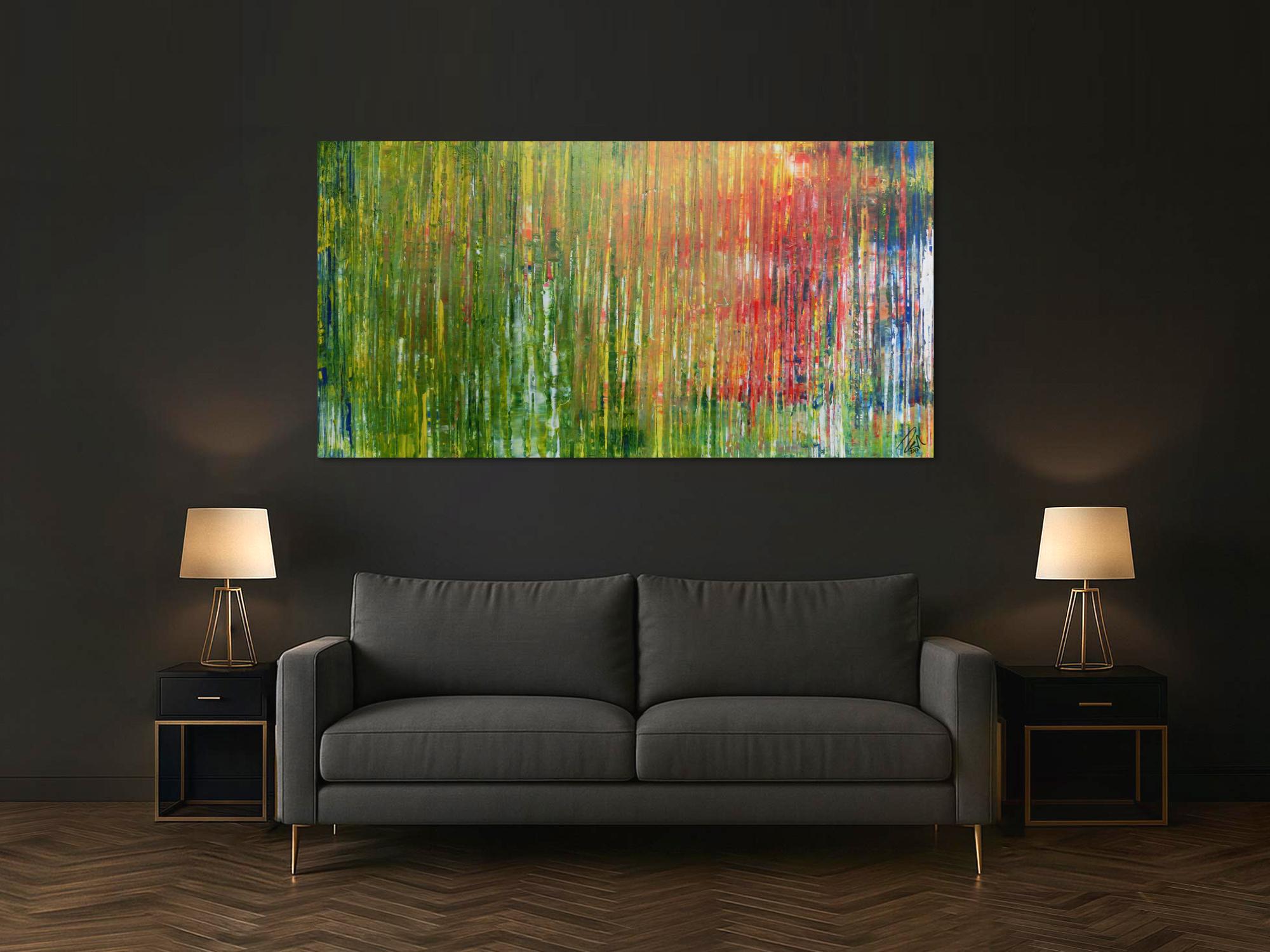 Abstraktes Acrylbild bunt Spachteltechnik modern viele Farben