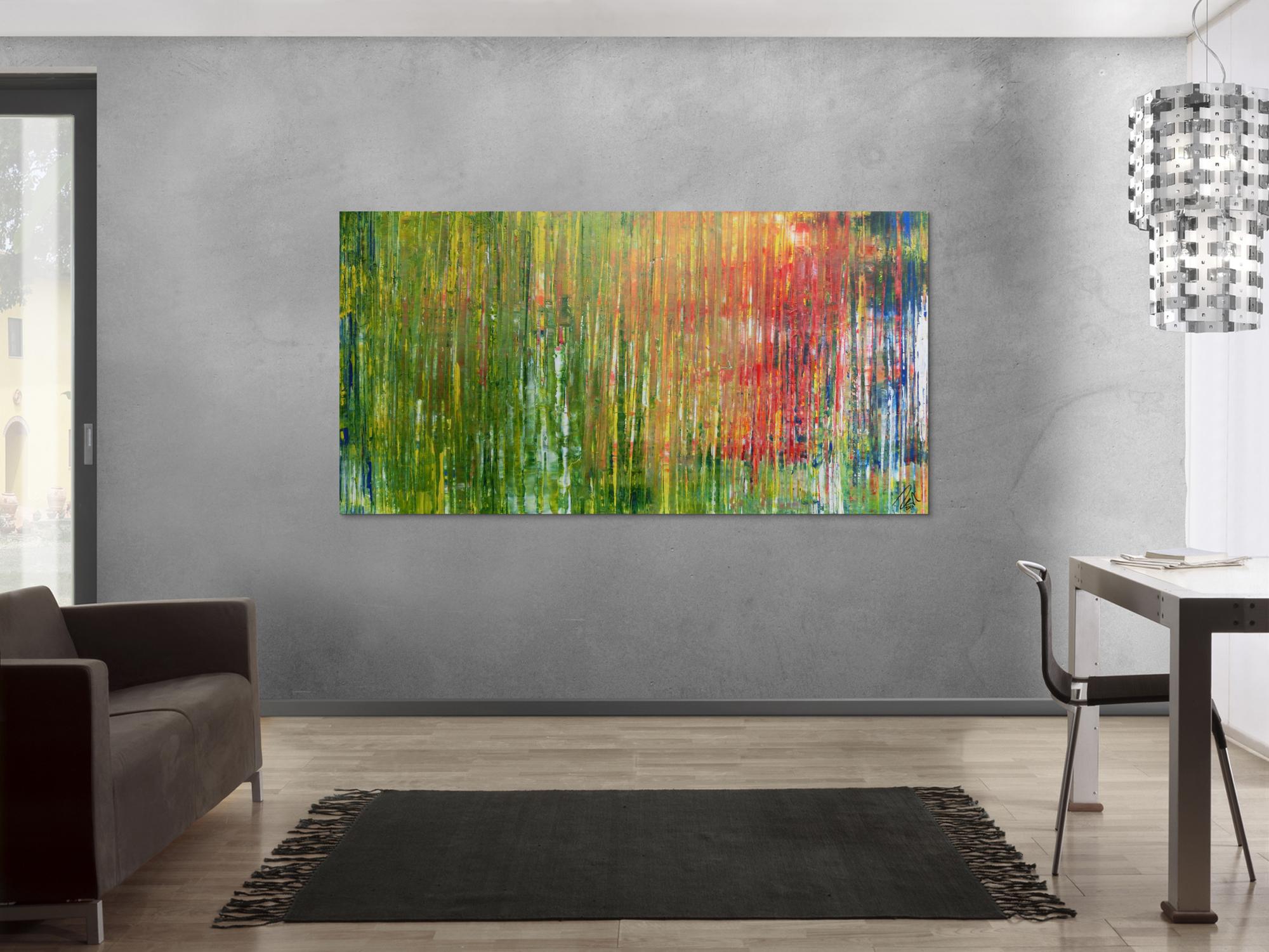 Abstraktes Acrylbild bunt Spachteltechnik modern viele Farben