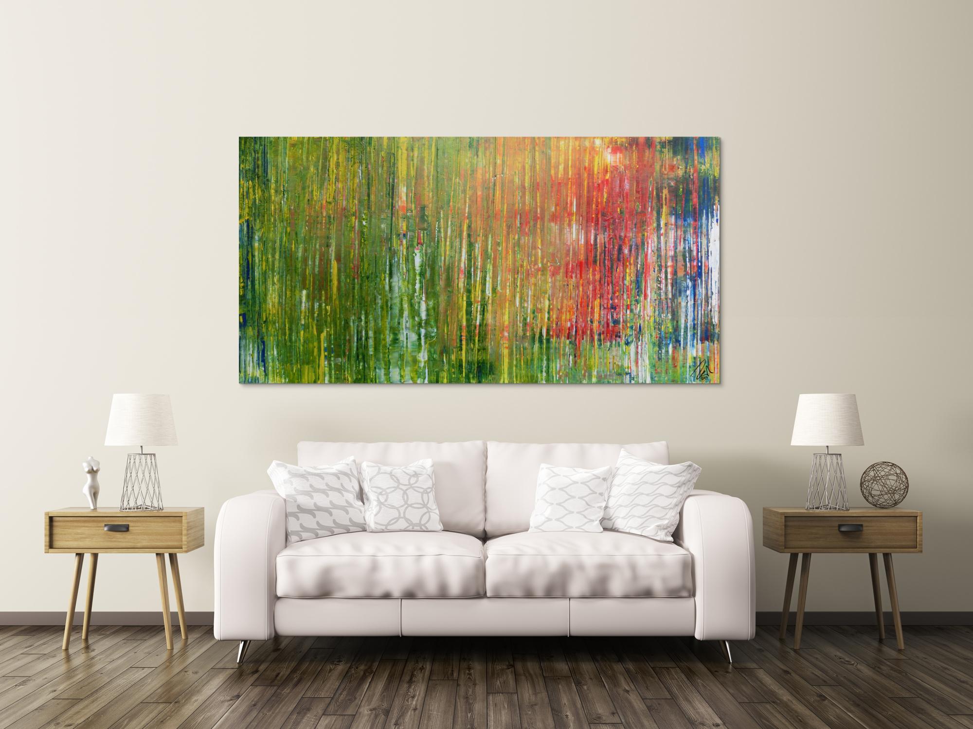 Abstraktes Acrylbild bunt Spachteltechnik modern viele Farben