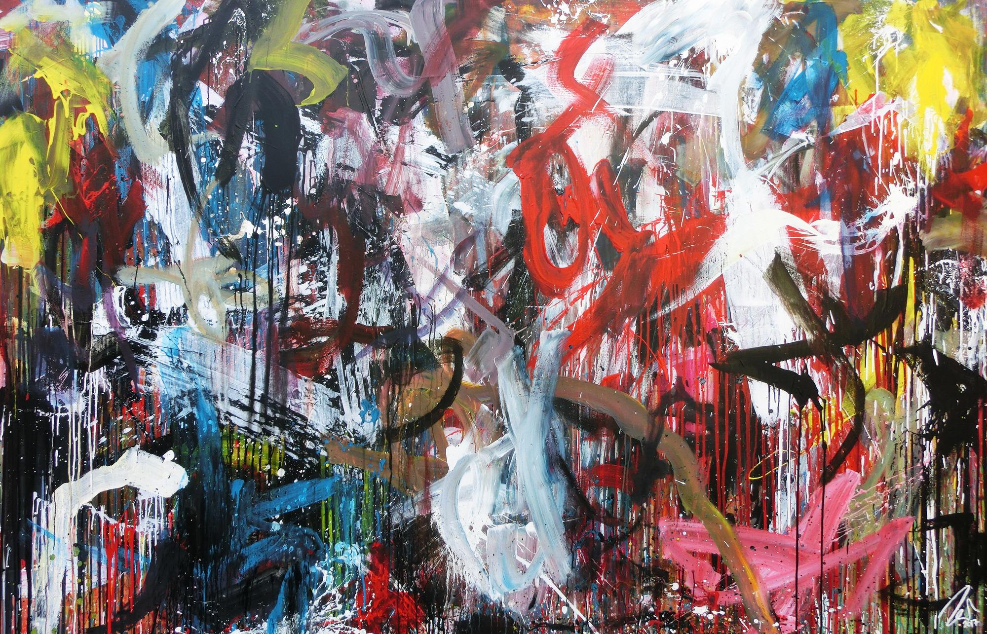 Abstraktes Acrylbild modernes Gemälde bunt sehr groß