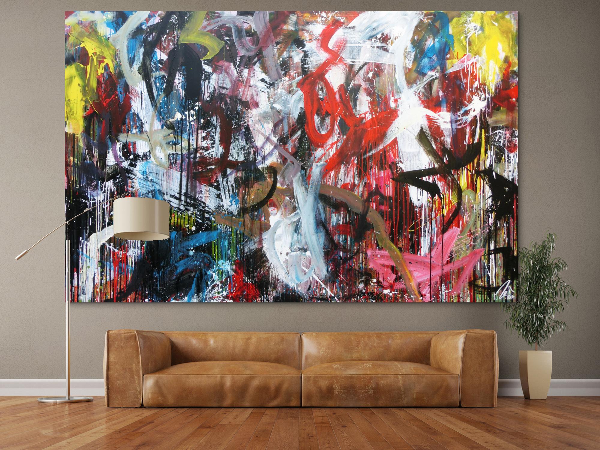 Abstraktes Acrylbild modernes Gemälde bunt sehr groß