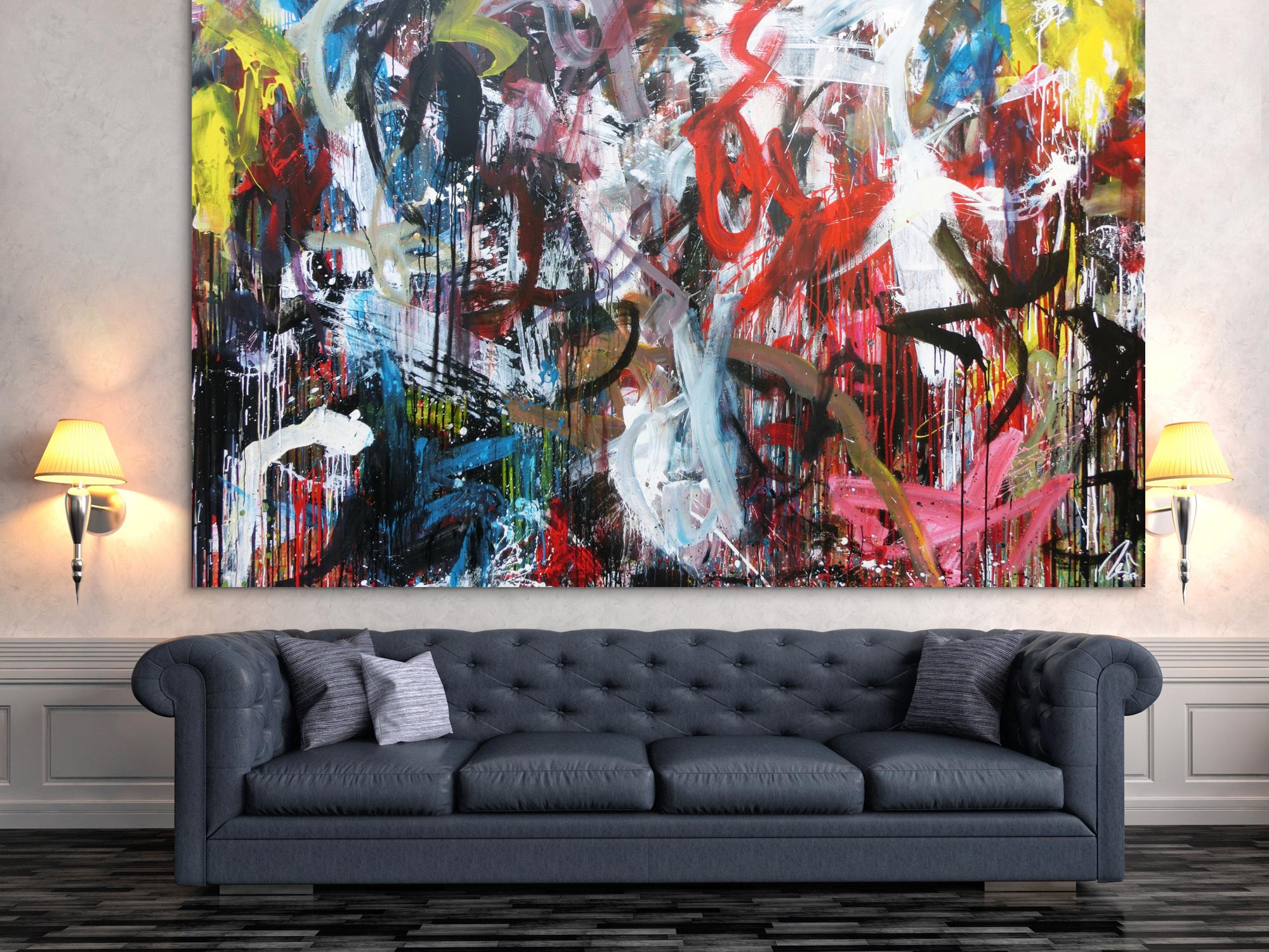 Abstraktes Acrylbild modernes Gemälde bunt sehr groß