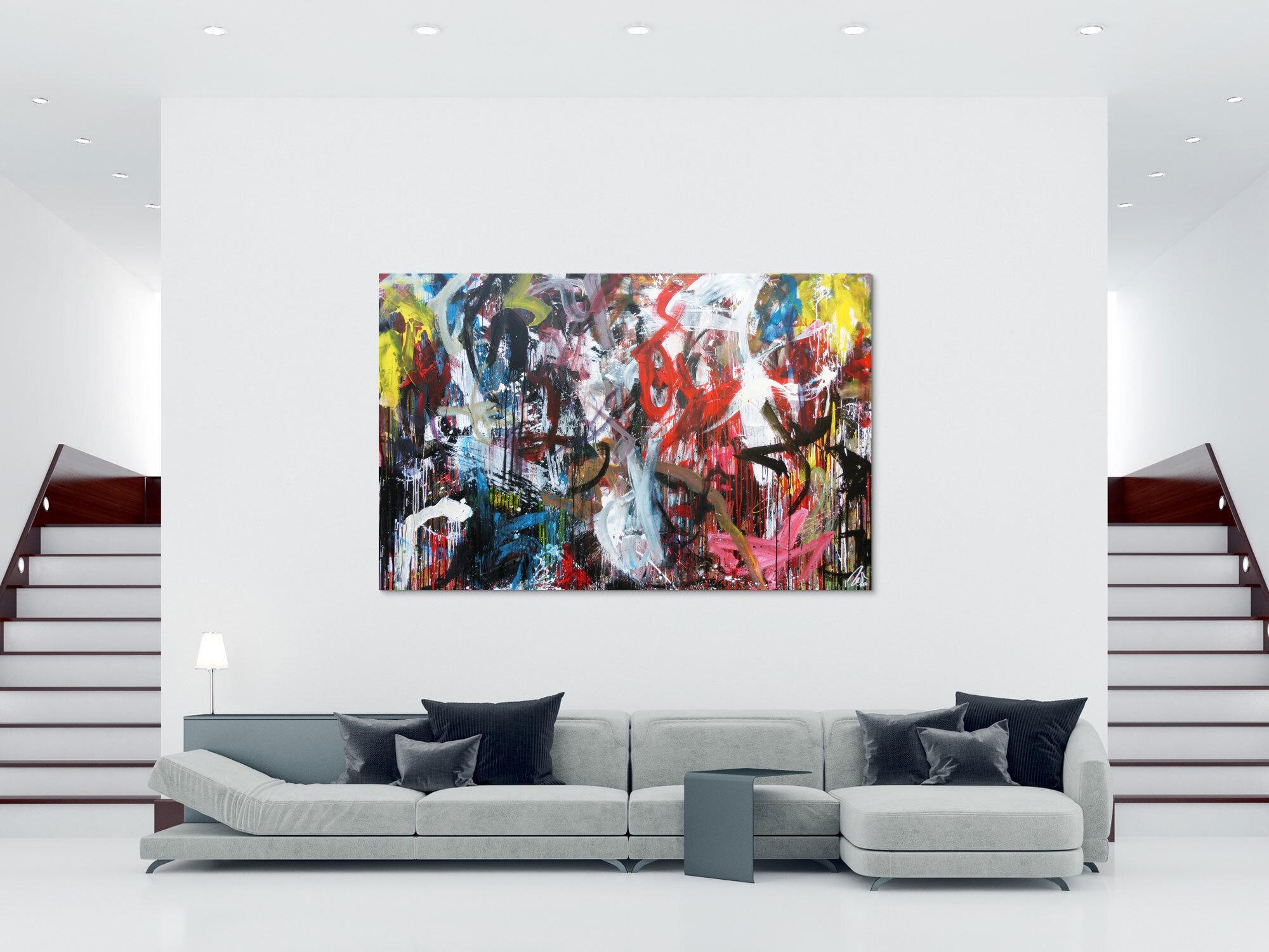 Abstraktes Acrylbild modernes Gemälde bunt sehr groß