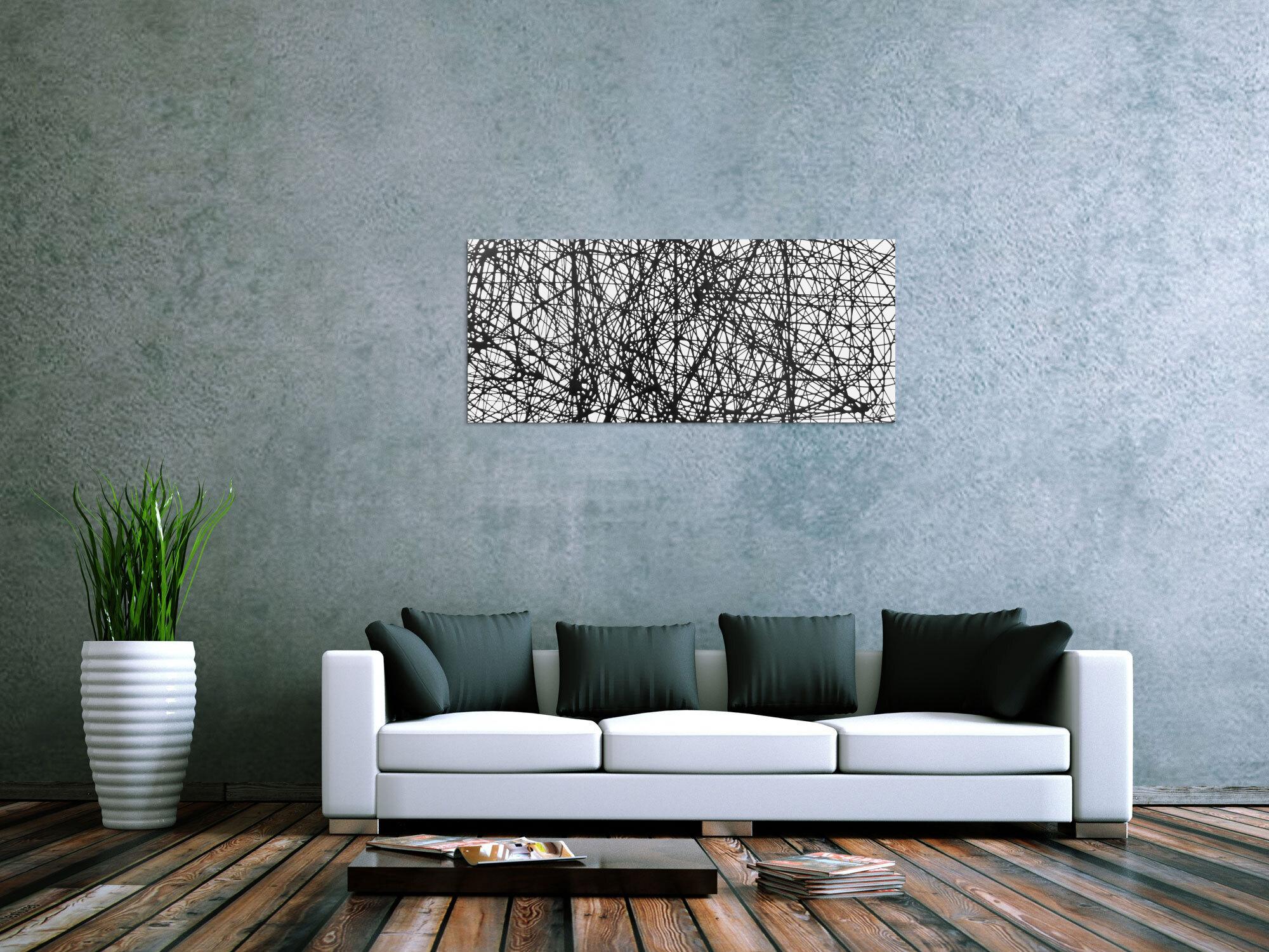 Abstraktes Acrylbild minimalistisches Gemälde schwarz weiß