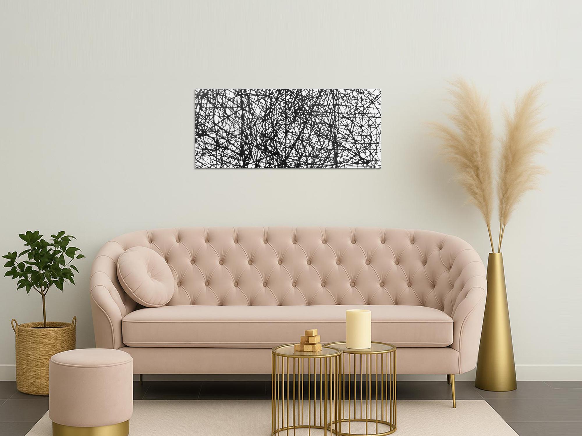 Abstraktes Acrylbild minimalistisches Gemälde schwarz weiß