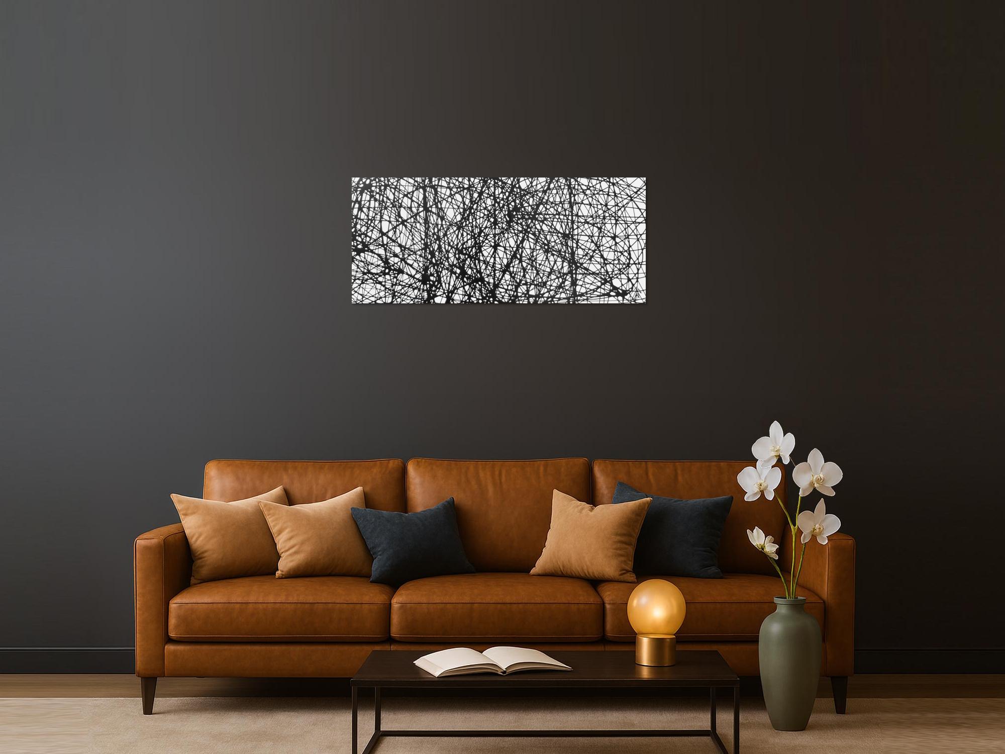 Abstraktes Acrylbild minimalistisches Gemälde schwarz weiß