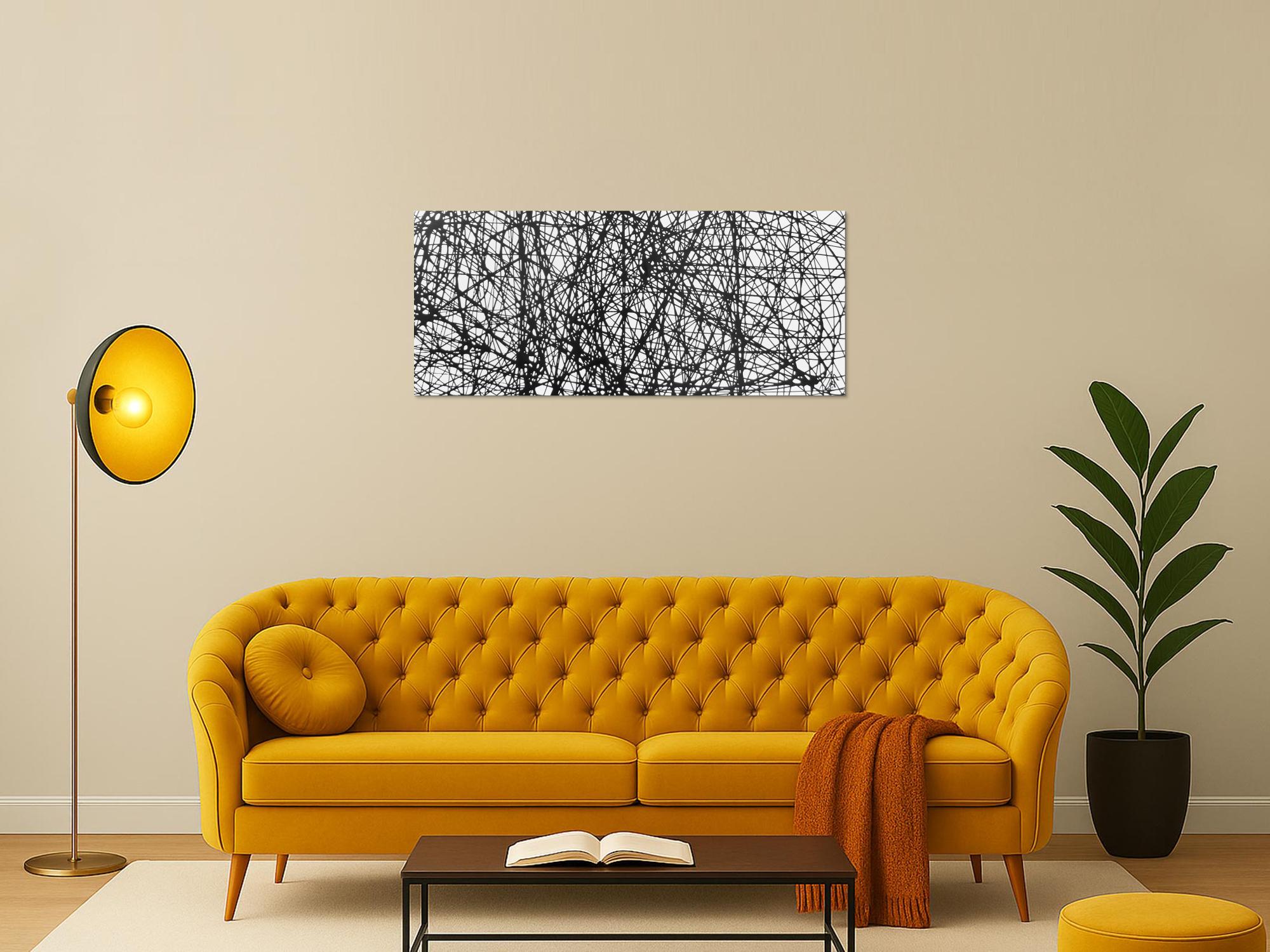 Abstraktes Acrylbild minimalistisches Gemälde schwarz weiß