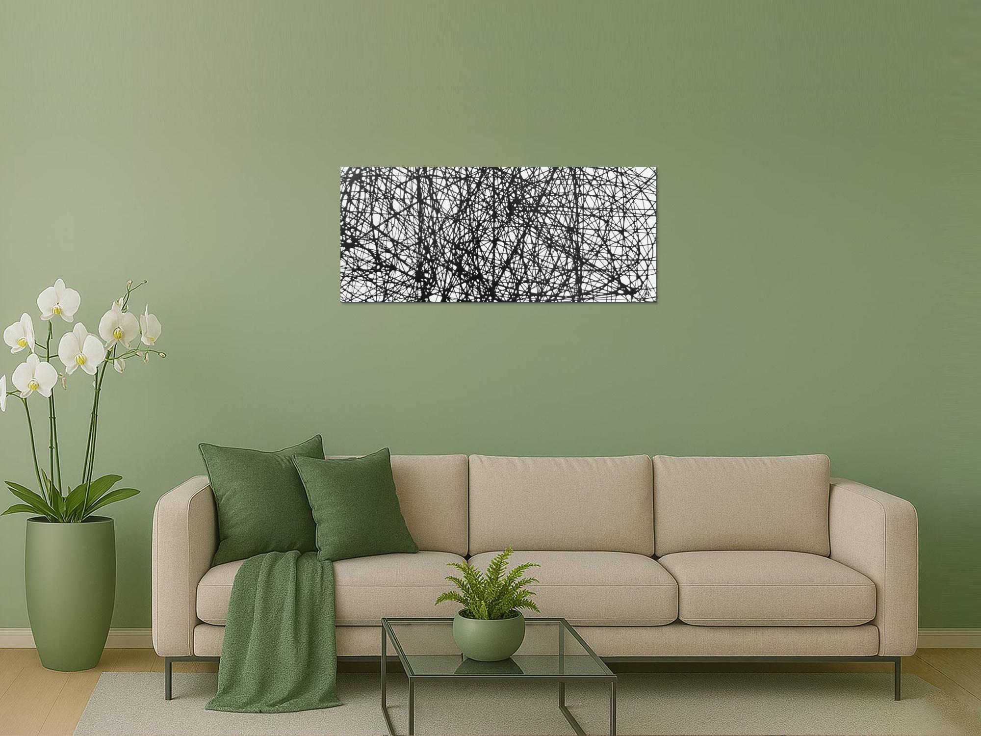 Abstraktes Acrylbild minimalistisches Gemälde schwarz weiß