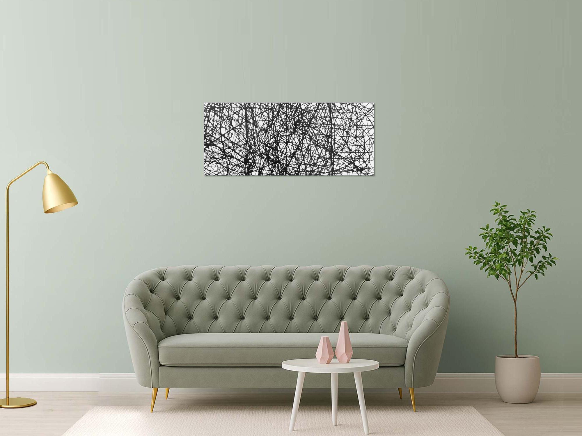 Abstraktes Acrylbild minimalistisches Gemälde schwarz weiß