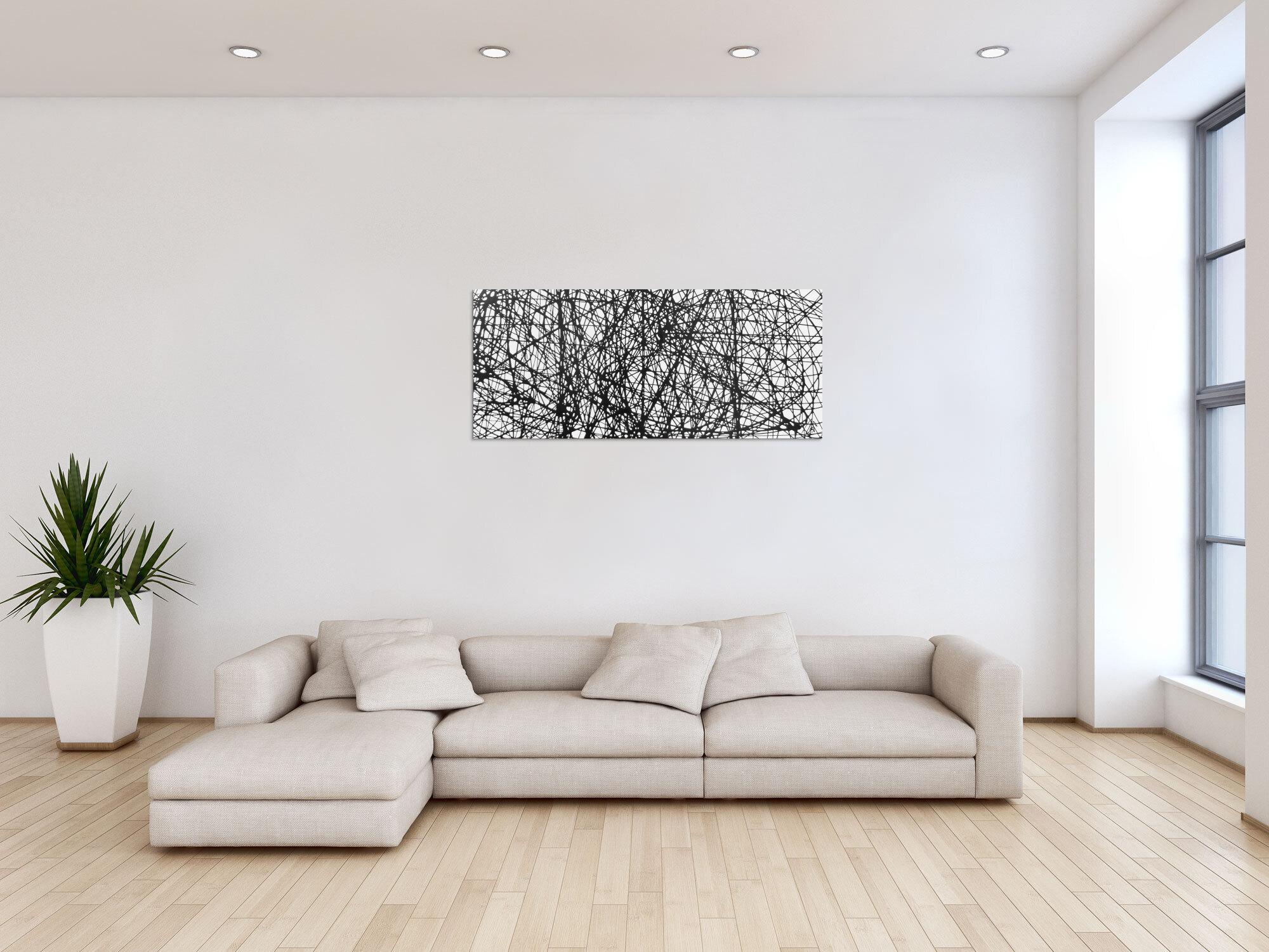 Abstraktes Acrylbild minimalistisches Gemälde schwarz weiß