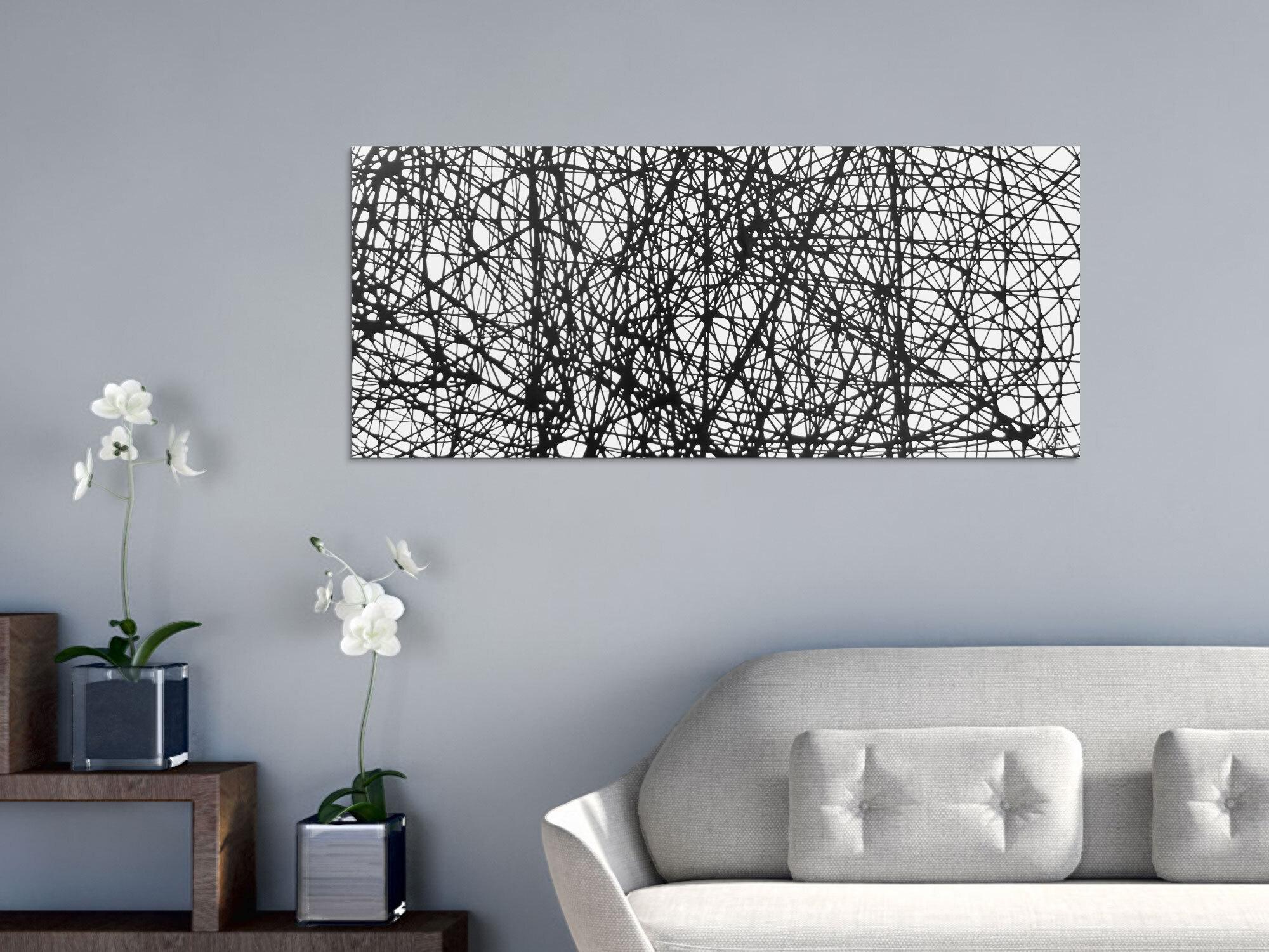 Abstraktes Acrylbild minimalistisches Gemälde schwarz weiß