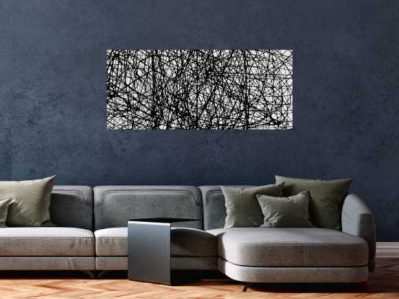 Abstraktes Acrylbild minimalistisches Gemälde schwarz weiß