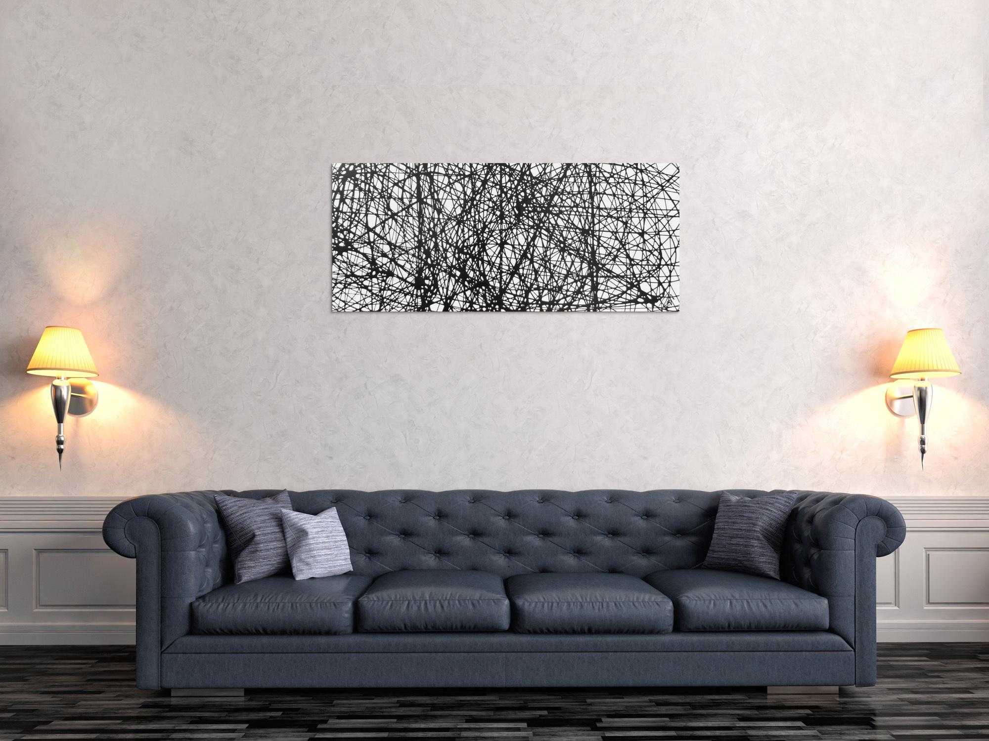 Abstraktes Acrylbild minimalistisches Gemälde schwarz weiß