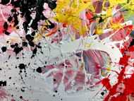 Detailaufnahme Abstraktes Gemälde modern Action Painting bunt weiß gelb rot schwarz