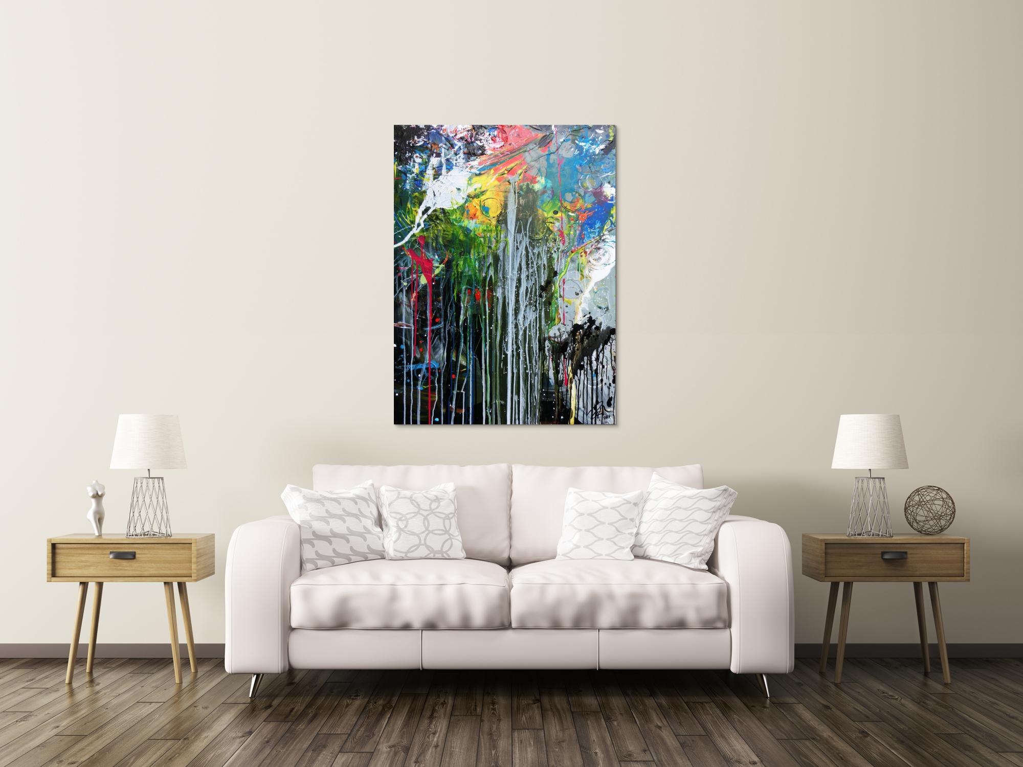 Abstraktes Acrylbild sehr modern bunt mit grober Struktur