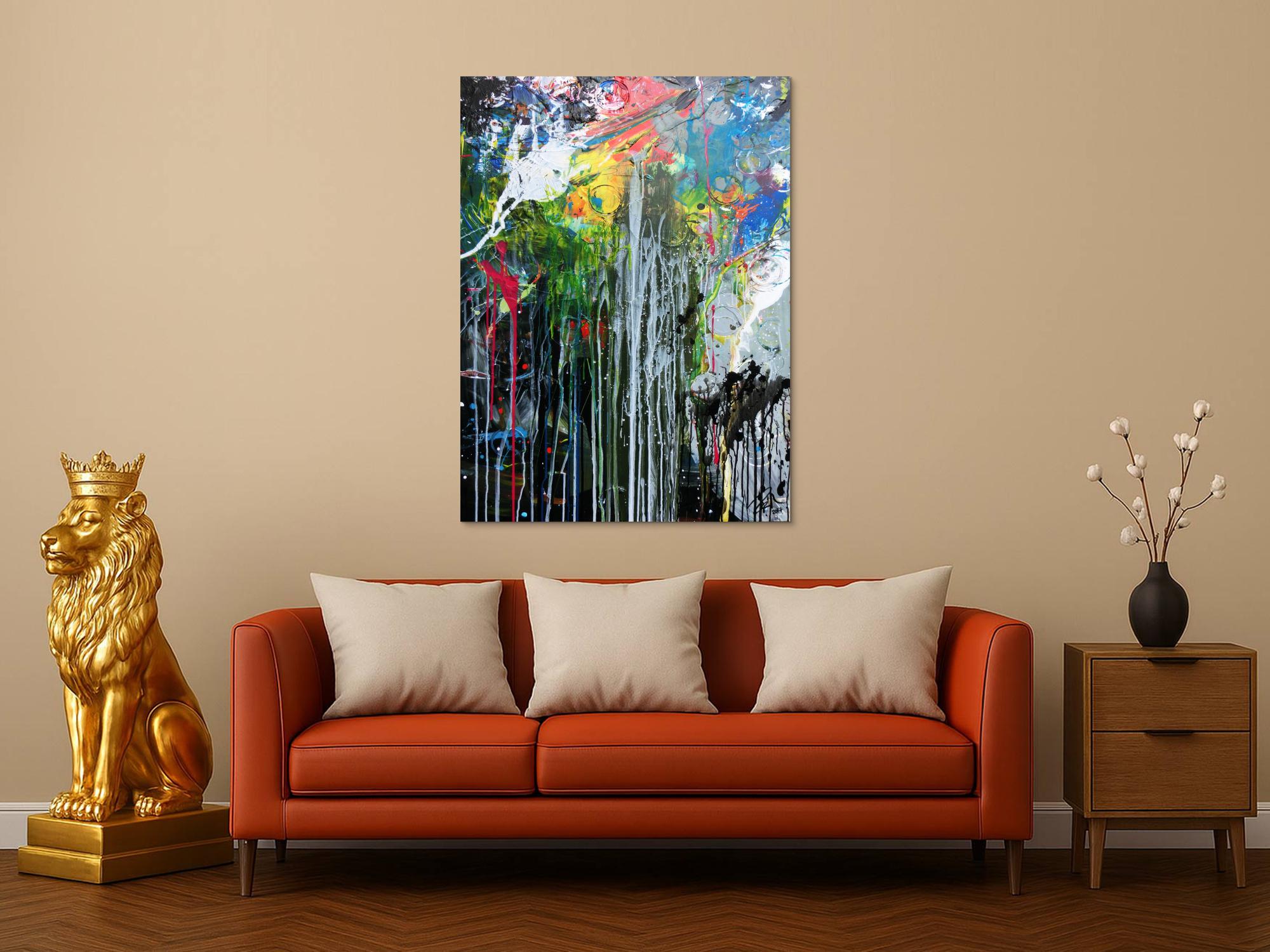 Abstraktes Acrylbild sehr modern bunt mit grober Struktur