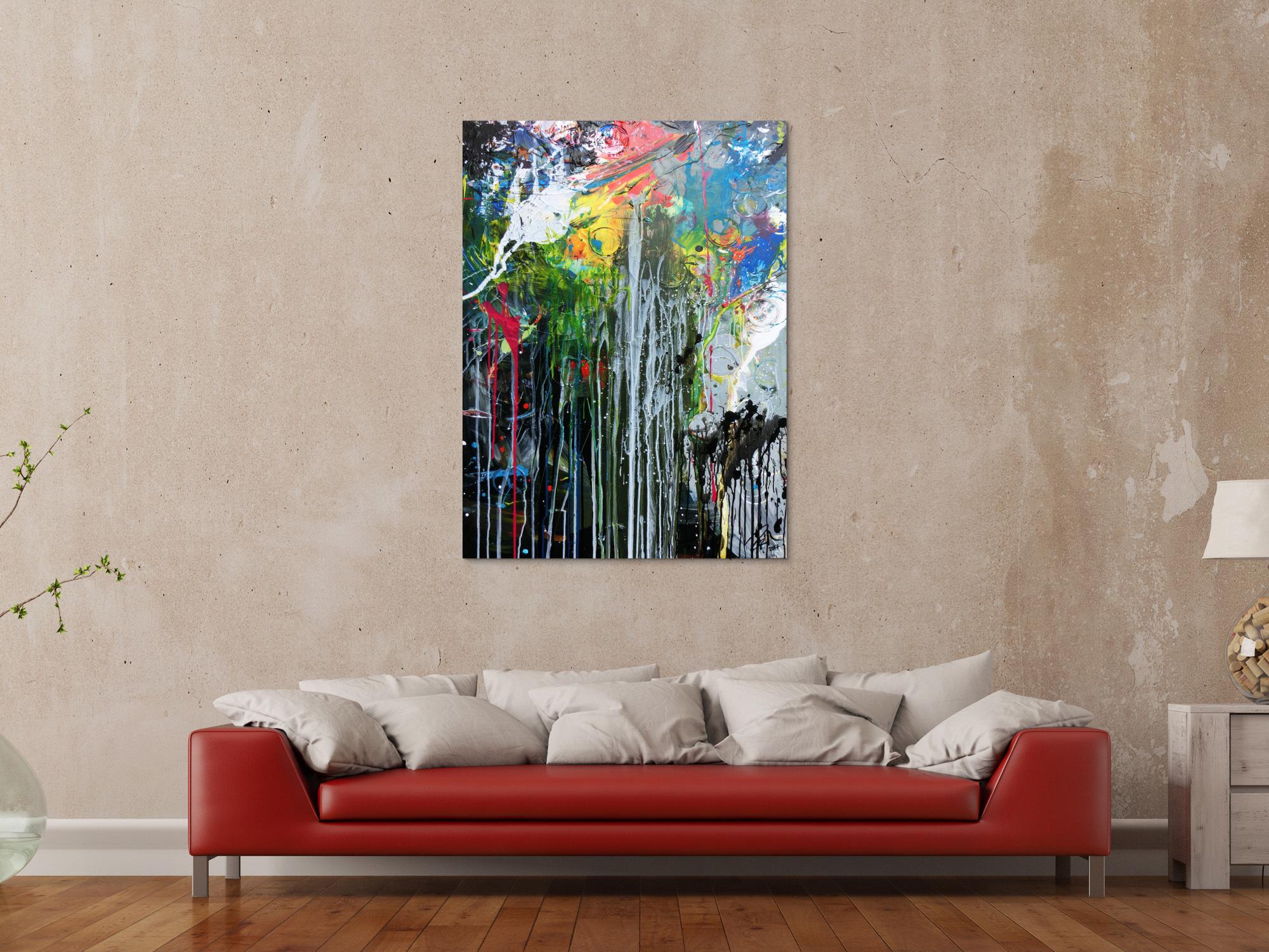 Abstraktes Acrylbild sehr modern bunt mit grober Struktur