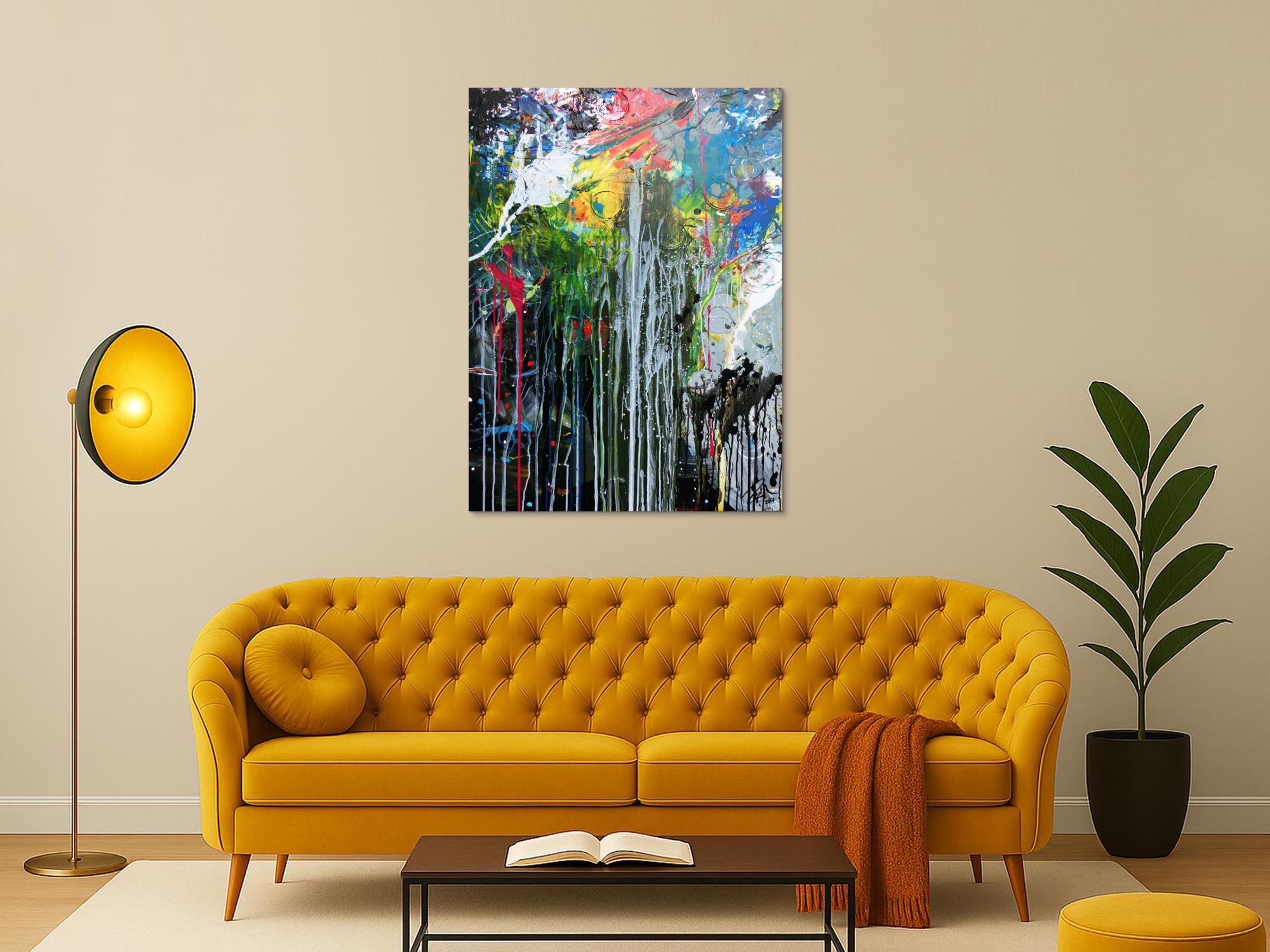 Abstraktes Acrylbild sehr modern bunt mit grober Struktur