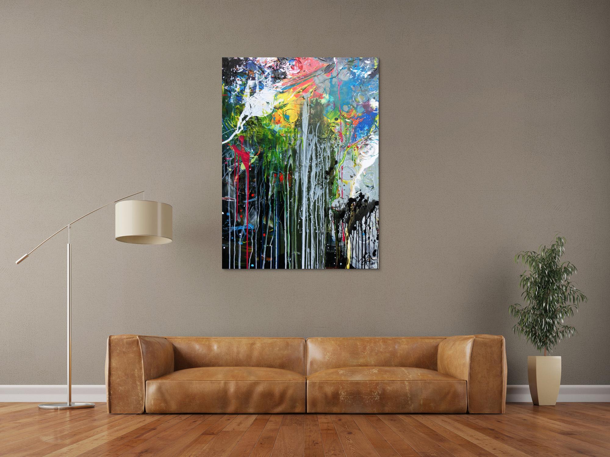 Abstraktes Acrylbild sehr modern bunt mit grober Struktur