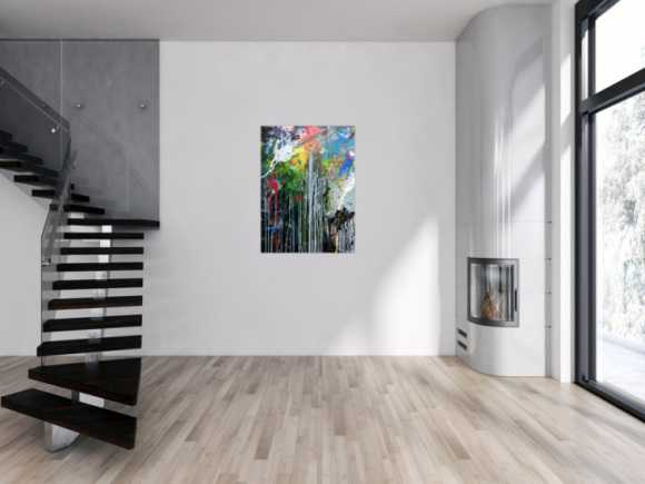 Abstraktes Acrylbild sehr modern bunt mit grober Struktur