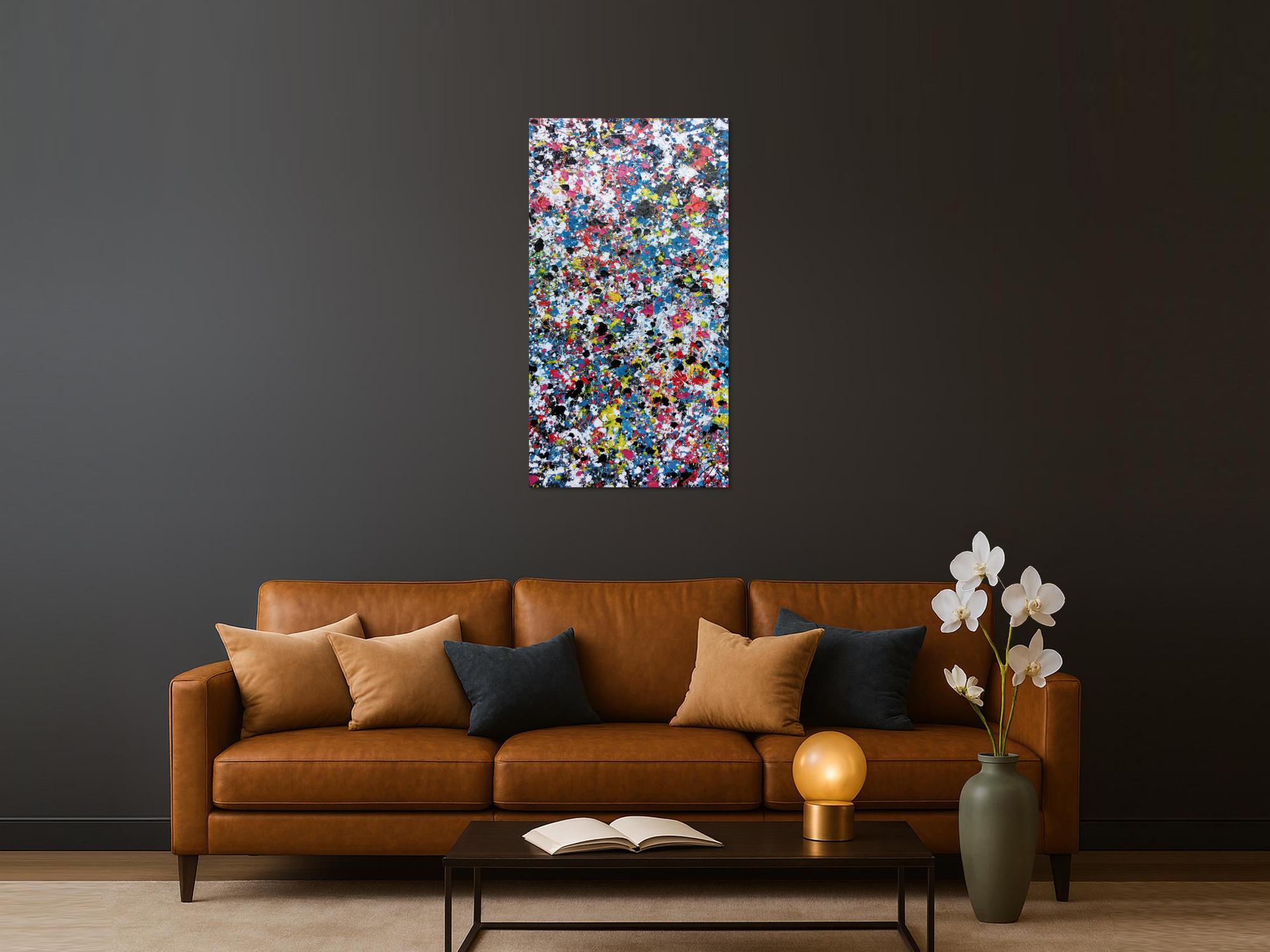 Abstraktes Gemälde aus Acryl sehr bunt modern viele Flecken