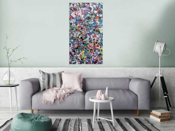 Abstraktes Gemälde aus Acryl sehr bunt modern viele Flecken