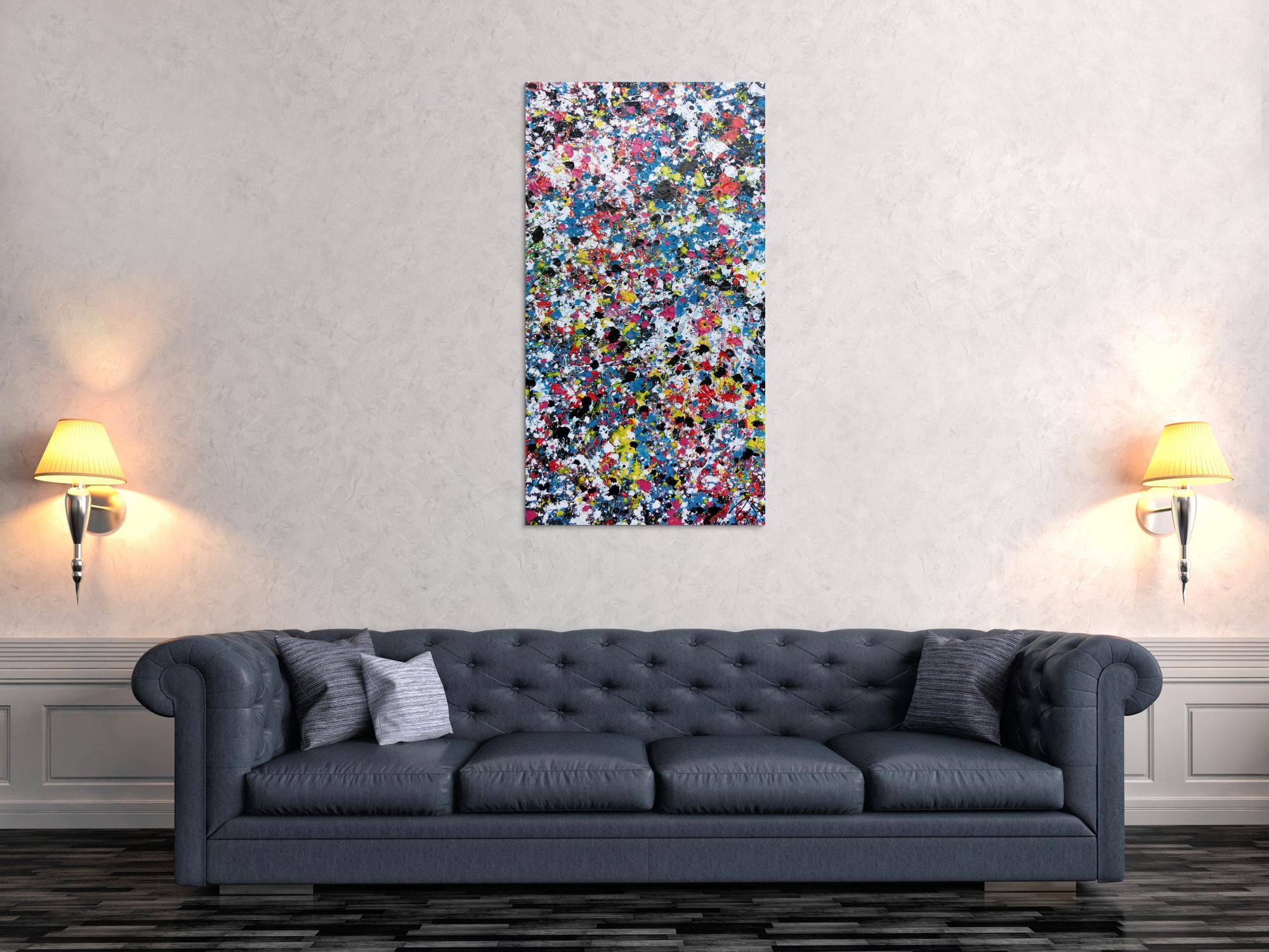 Abstraktes Gemälde aus Acryl sehr bunt modern viele Flecken