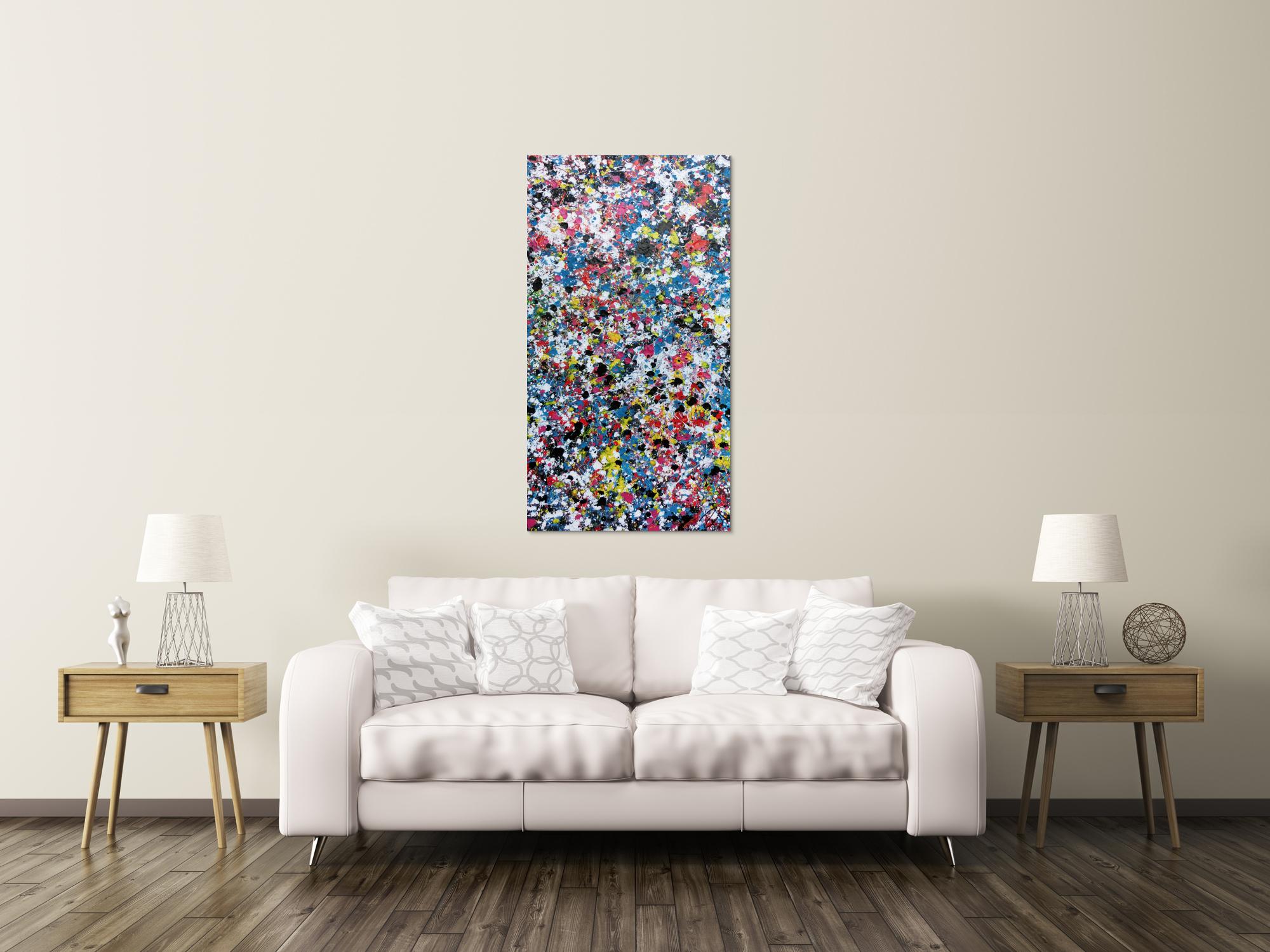 Abstraktes Gemälde aus Acryl sehr bunt modern viele Flecken