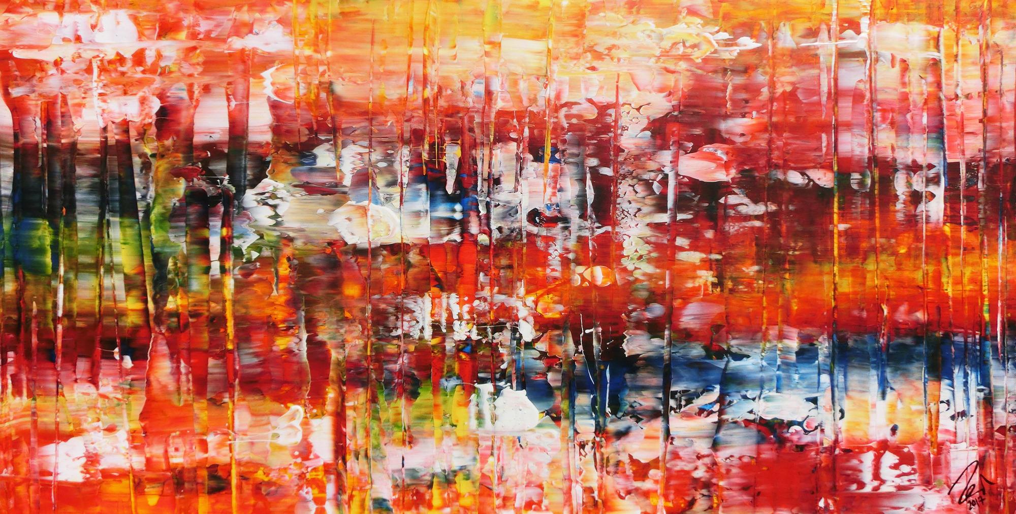 Modernes abstraktes Acrylgemlde in Spachteltechnik sehr bunt mit vielen Farben