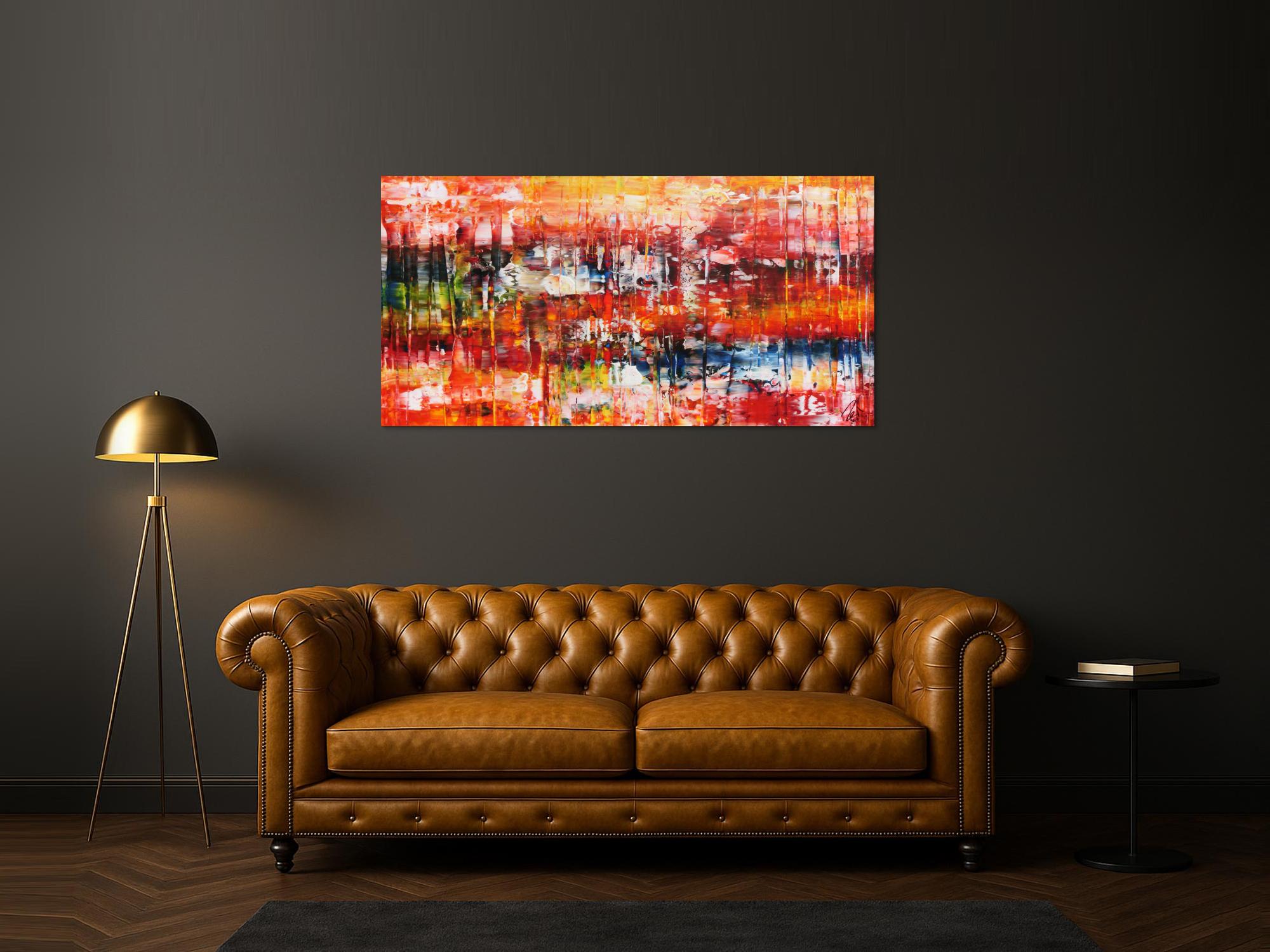 Modernes abstraktes Acrylgemlde in Spachteltechnik sehr bunt mit vielen Farben