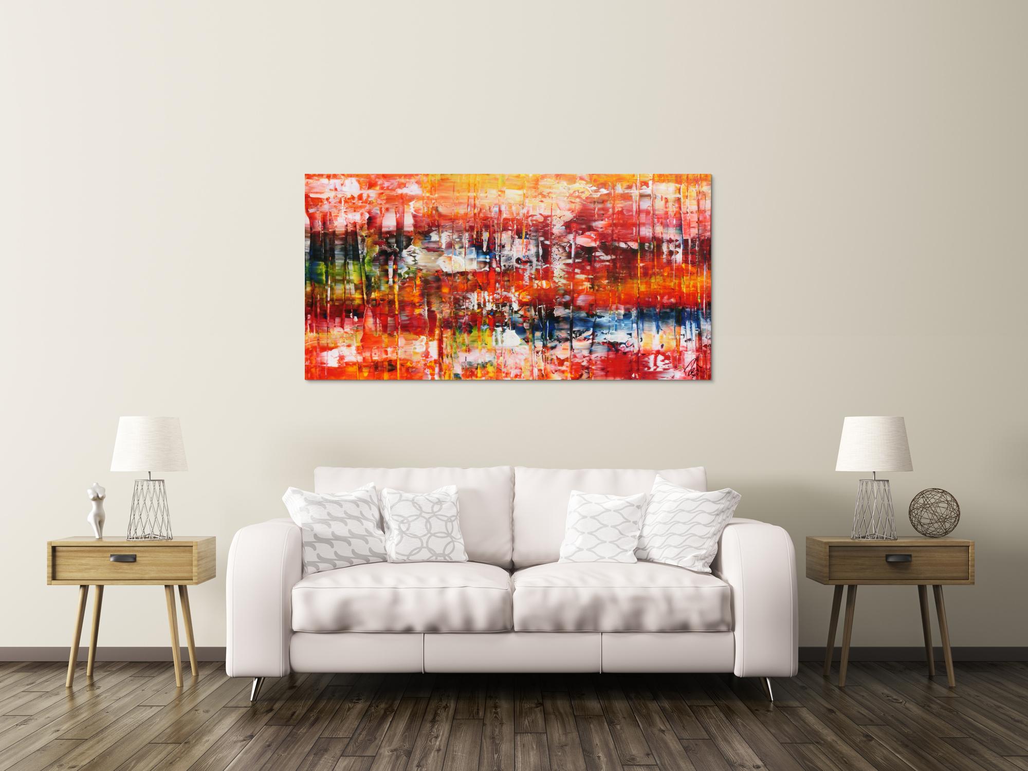 Modernes abstraktes Acrylgemlde in Spachteltechnik sehr bunt mit vielen Farben