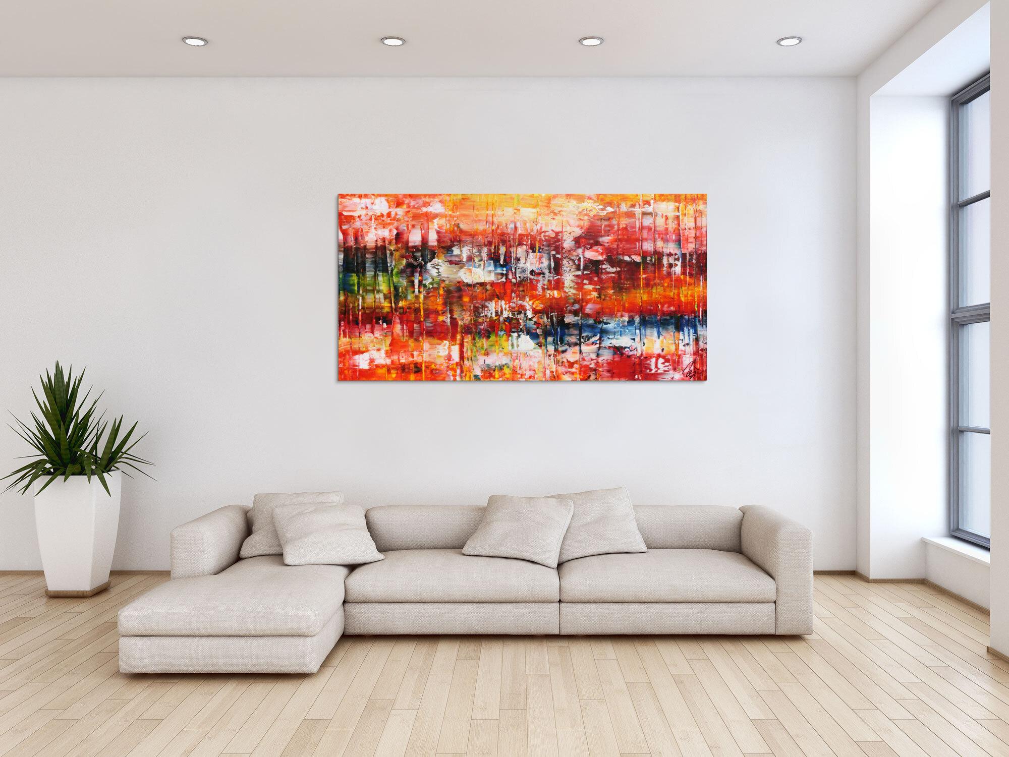 Modernes abstraktes Acrylgemlde in Spachteltechnik sehr bunt mit vielen Farben