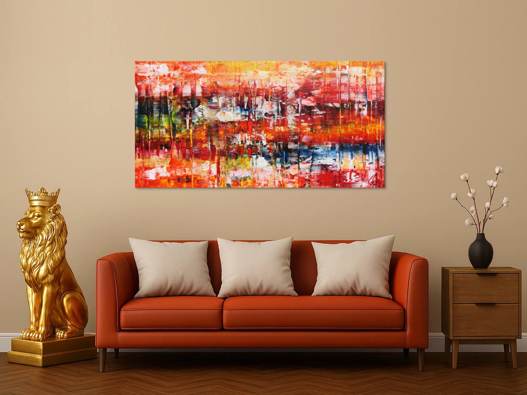 Modernes abstraktes Acrylgemlde in Spachteltechnik sehr bunt mit vielen Farben