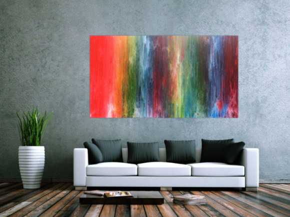 Sehr buntes abstraktes Acrylbild in Fließtechnik sehr modern mit vielen Farben