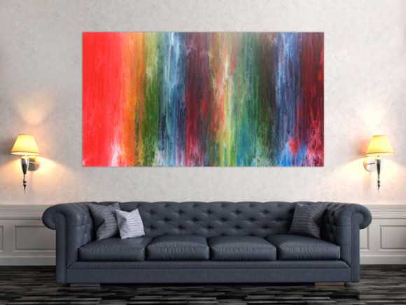 Sehr buntes abstraktes Acrylbild in Fließtechnik sehr modern mit vielen Farben