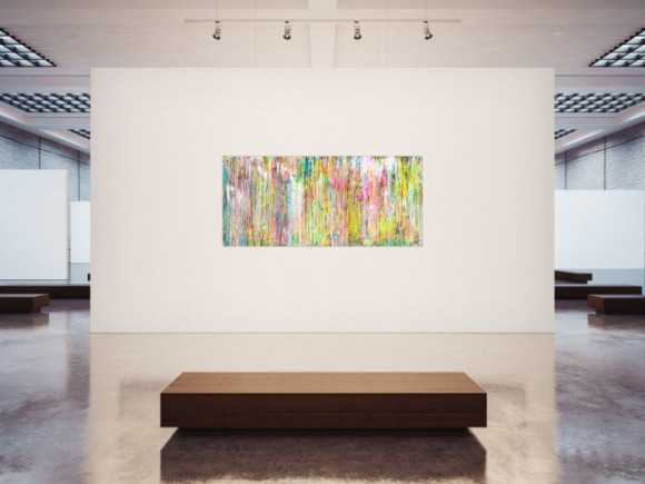 Gemälde Original abstrakt 90x200cm Mischtechnik Modern Art handgefertigt  beige weiß braun hochwertig