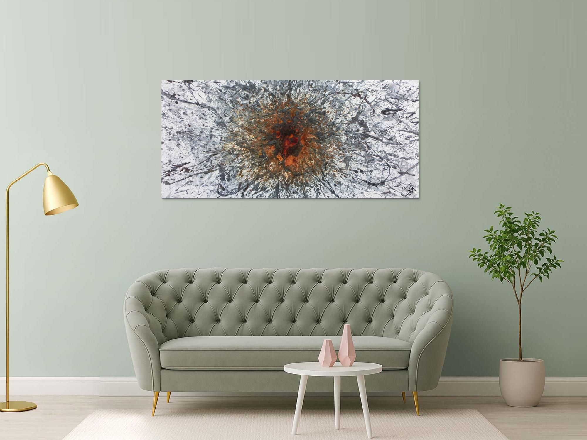 Abstraktes Acrylbild in Mischtechtnik Acryl mit Rost sehr modern graue Farben