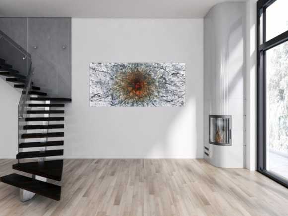 Abstraktes Acrylbild in Mischtechtnik Acryl mit Rost sehr modern graue Farben