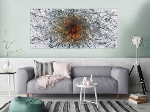Abstraktes Acrylbild in Mischtechtnik Acryl mit Rost sehr modern graue Farben
