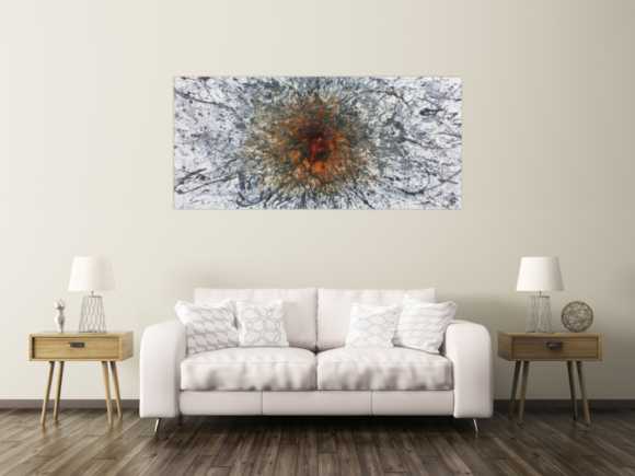 Abstraktes Acrylbild in Mischtechtnik Acryl mit Rost sehr modern graue Farben