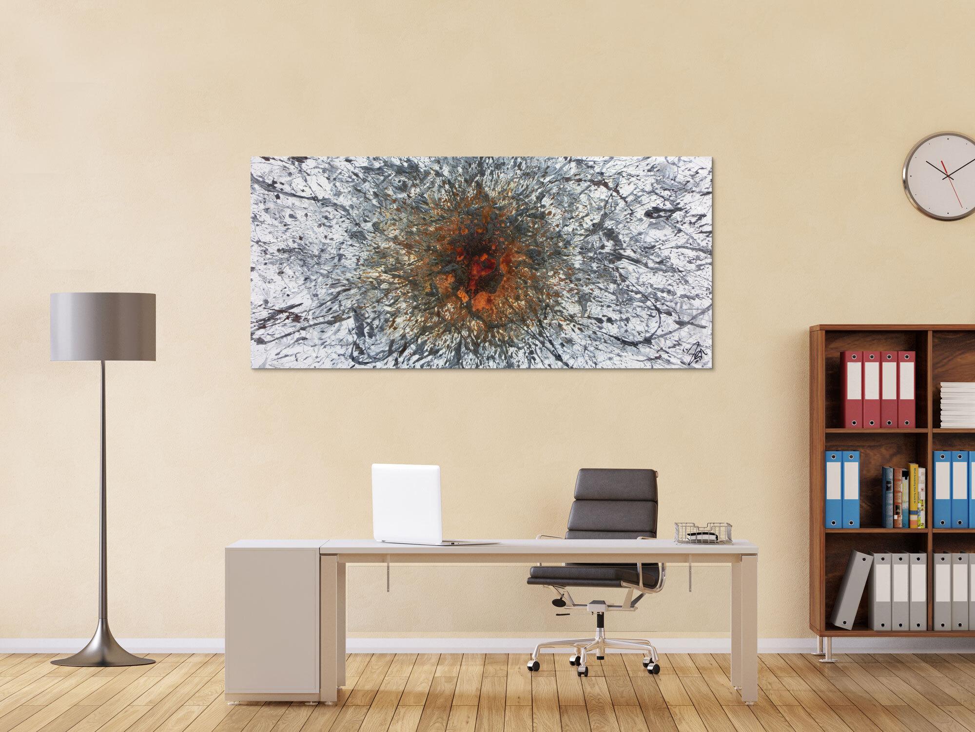 Abstraktes Acrylbild in Mischtechtnik Acryl mit Rost sehr modern graue Farben