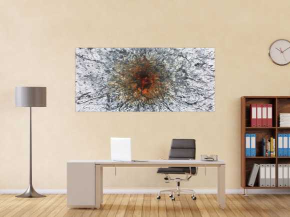 Abstraktes Acrylbild in Mischtechtnik Acryl mit Rost sehr modern graue Farben