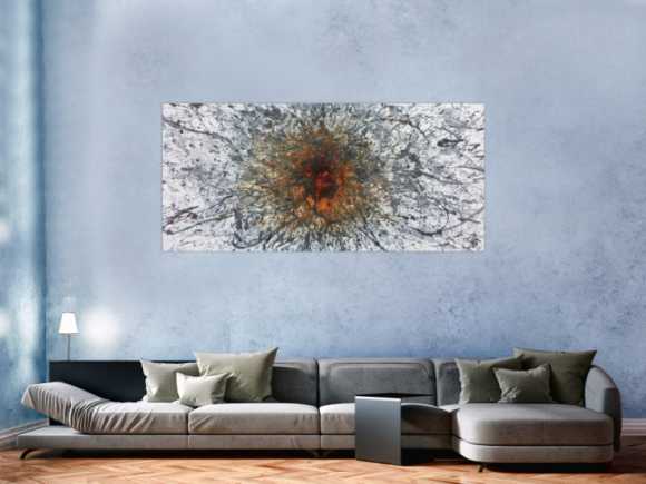 Abstraktes Acrylbild in Mischtechtnik Acryl mit Rost sehr modern graue Farben