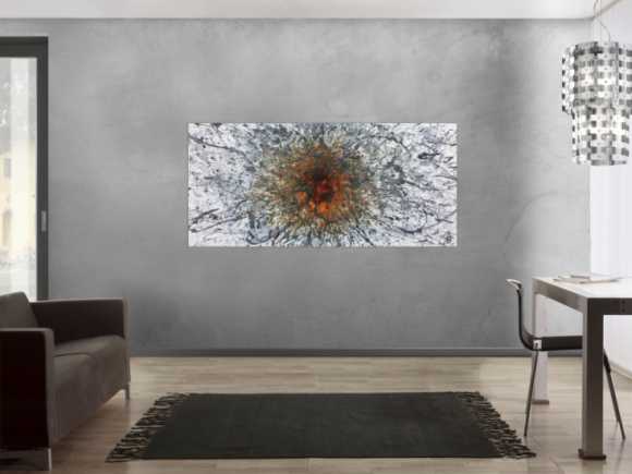 Abstraktes Acrylbild in Mischtechtnik Acryl mit Rost sehr modern graue Farben