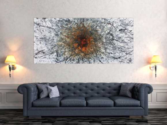 Abstraktes Acrylbild in Mischtechtnik Acryl mit Rost sehr modern graue Farben