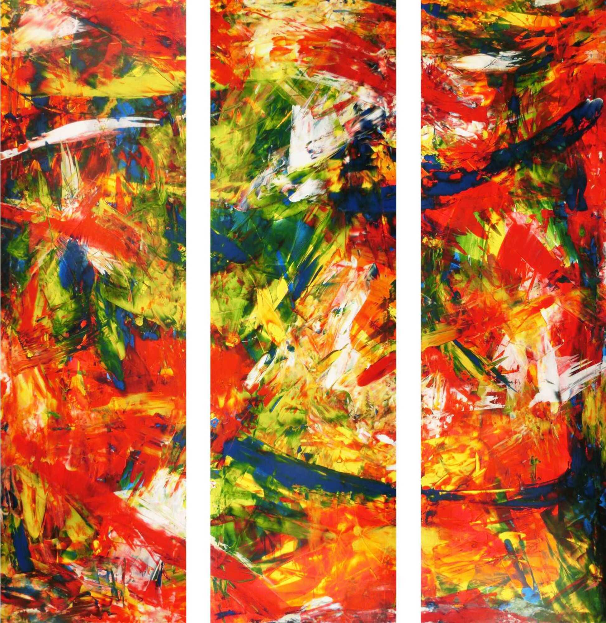 Abstraktes Acrylbild modern und stilvoll XXL tryptichon