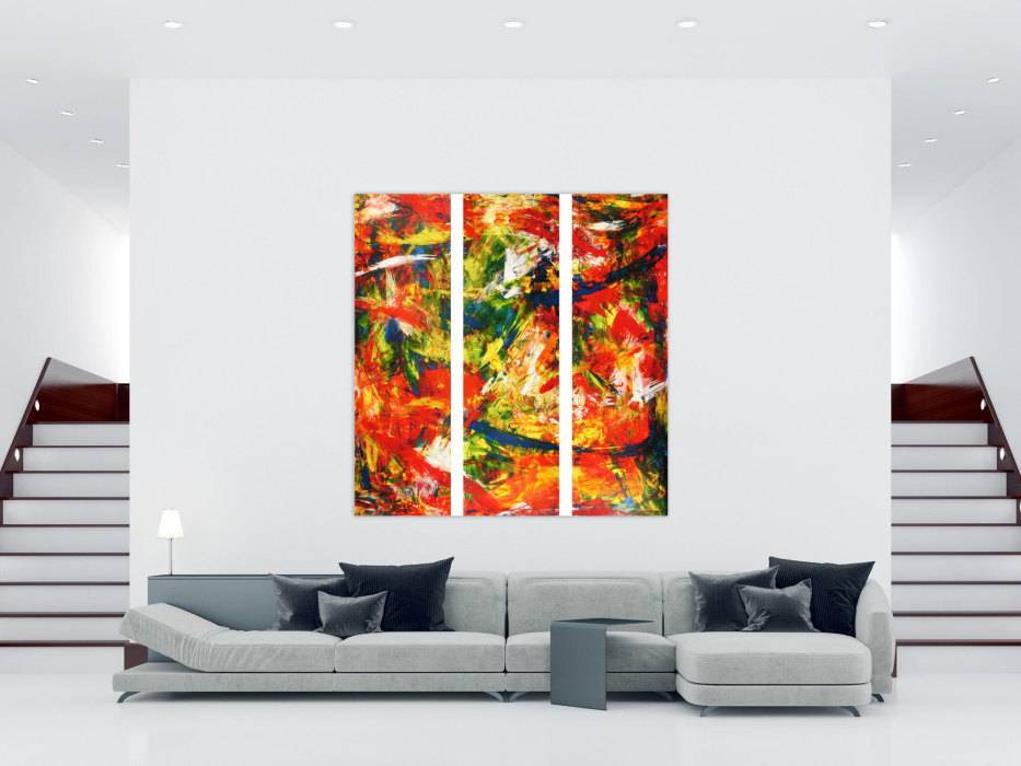 Abstraktes Acrylbild modern und stilvoll XXL tryptichon ...