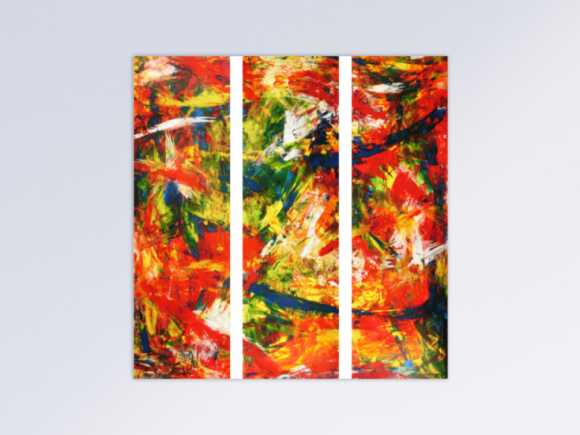 Abstraktes Acrylbild modern und stilvoll XXL tryptichon